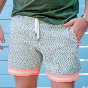 Chubbies LoungeWear RARE 7” Soft Terry Shorts Green Diamond Coral Trim SZ Small